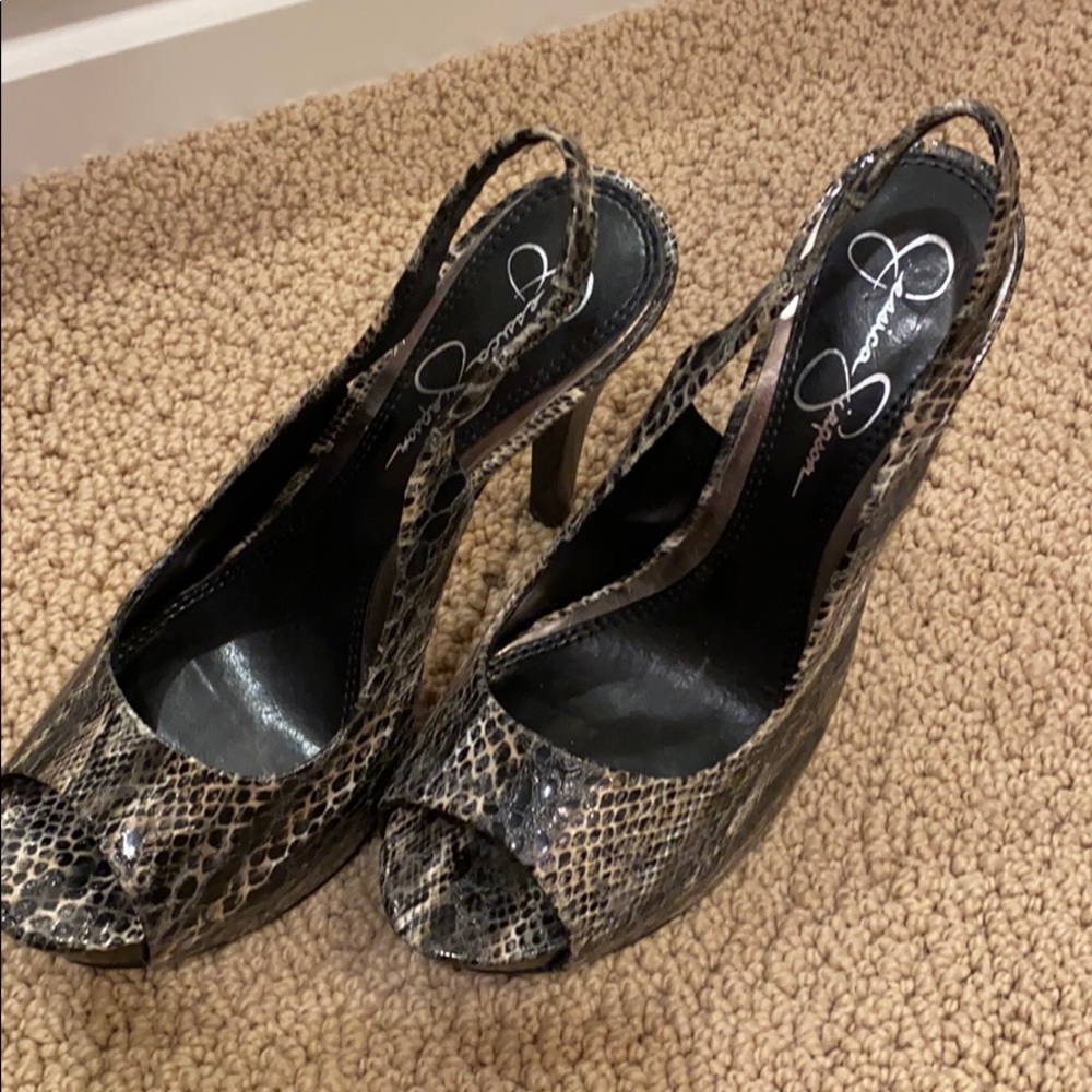 Jessica Simpson sling back platform peep toe heel
